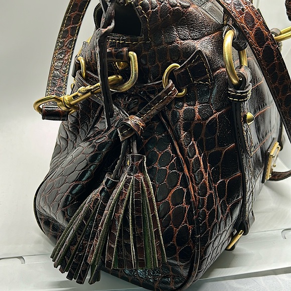Dooney & Bourke Dark Brown Crocodile Print Leather Satchel Purse Bag 🌸🌸 - Picture 7 of 10
